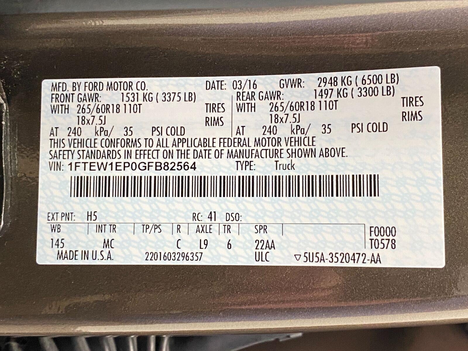 2016 Ford F-150 4WD SuperCrew 145 XLT