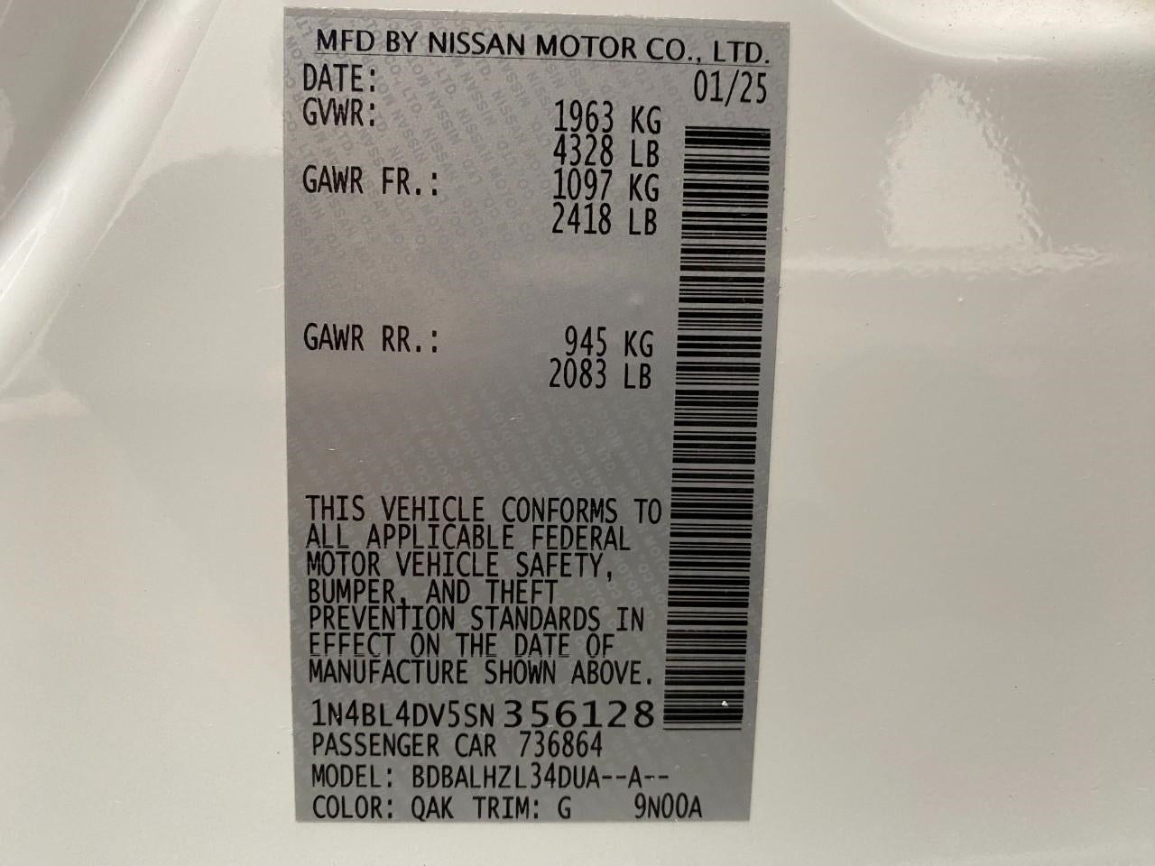 2025 Nissan Altima SV FWD