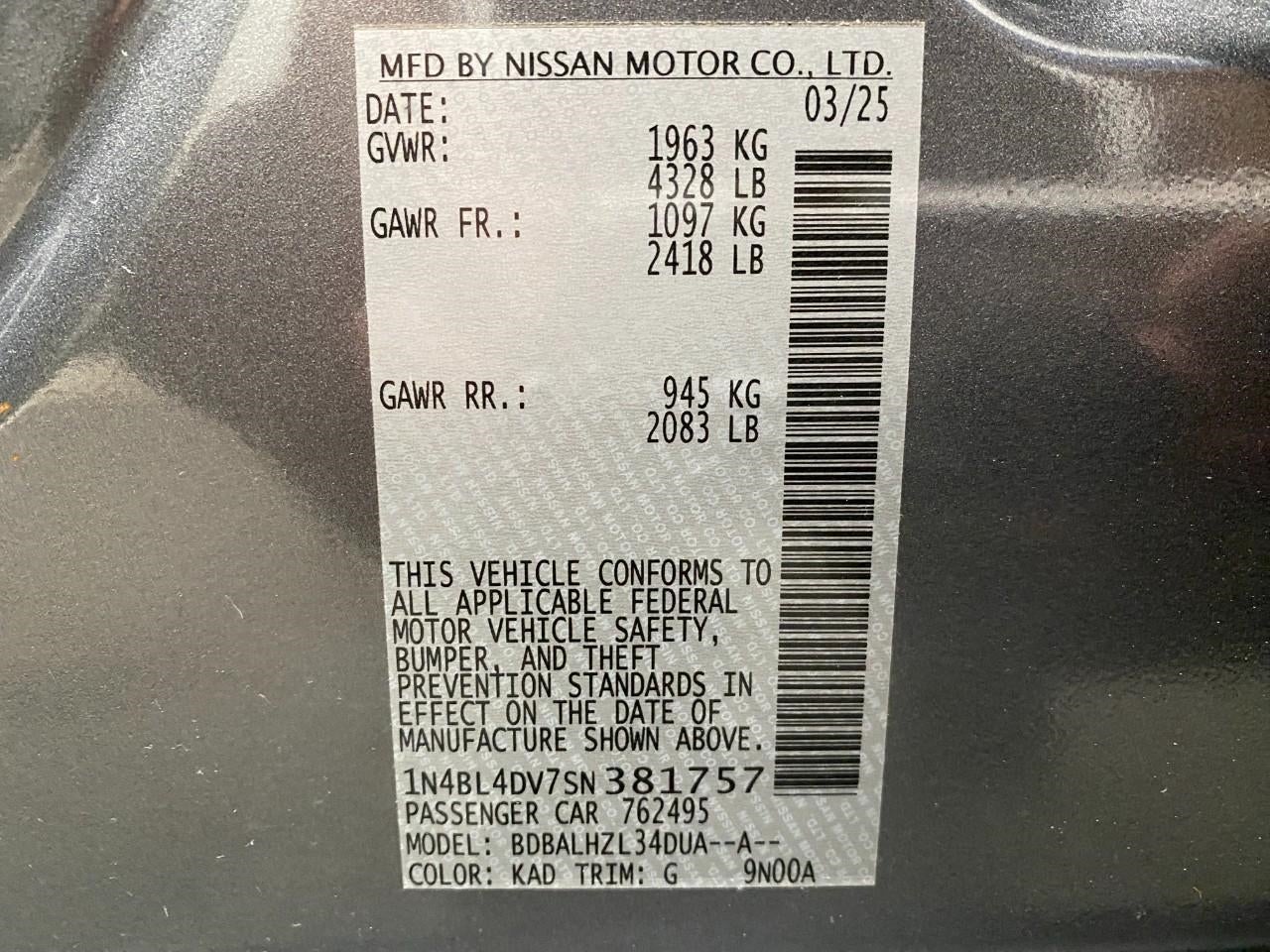 2025 Nissan Altima SV FWD