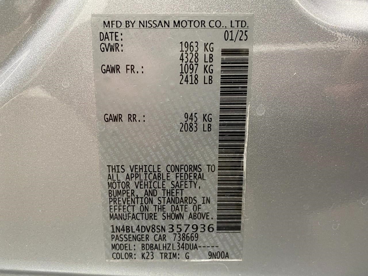 2025 Nissan Altima SV FWD
