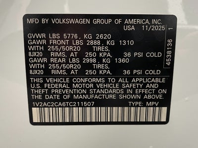 2026 Volkswagen Atlas Cross Sport 2.0T SEL R-Line Black 4MOTION