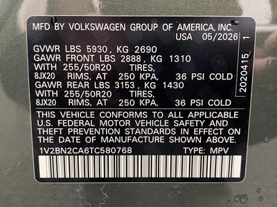 2026 Volkswagen Atlas 2.0T SEL 4MOTION