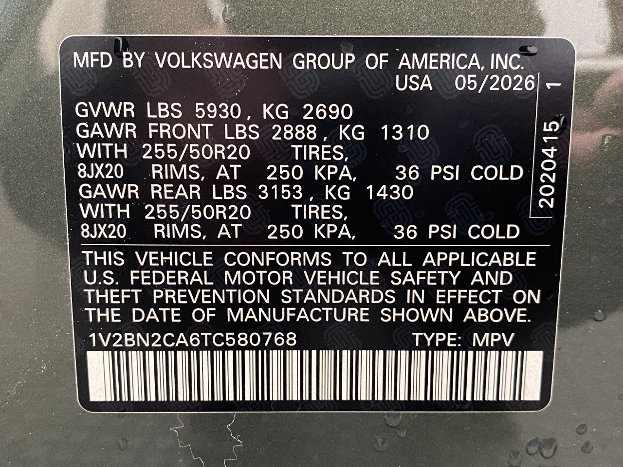 2026 Volkswagen Atlas 2.0T SEL 4MOTION