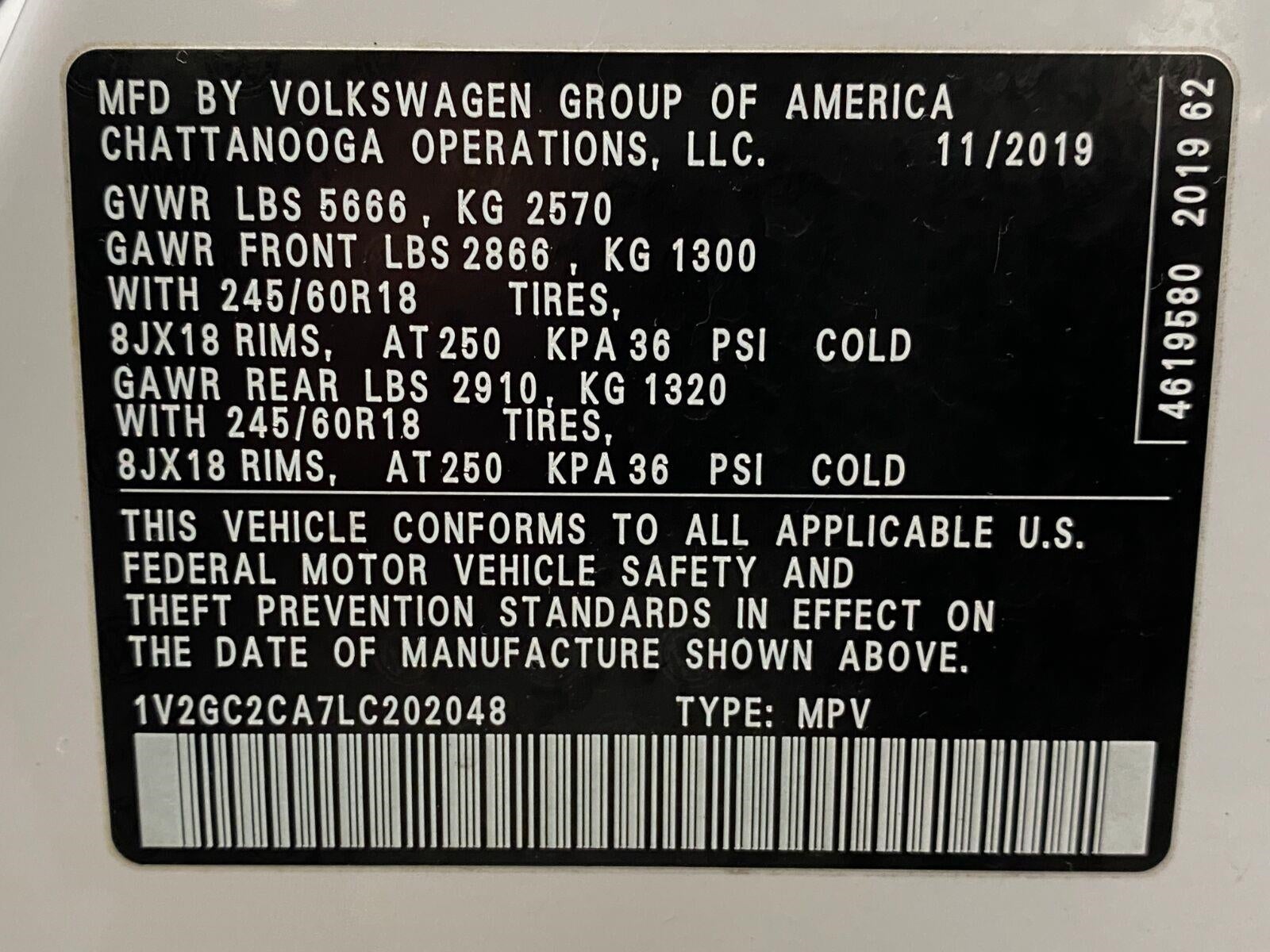 2020 Volkswagen Atlas Cross Sport 2.0T S 4MOTION