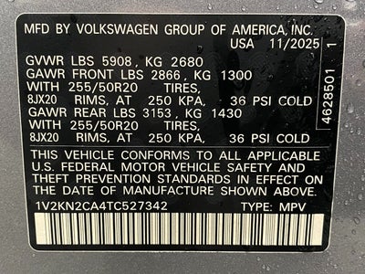 2026 Volkswagen Atlas 2.0T SE w/Technology 4MOTION