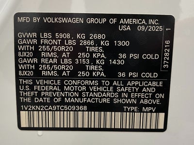 2026 Volkswagen Atlas 2.0T SE w/Technology 4MOTION