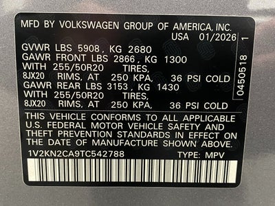 2026 Volkswagen Atlas 2.0T SE w/Technology 4MOTION