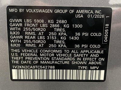2026 Volkswagen Atlas 2.0T SE w/Technology 4MOTION