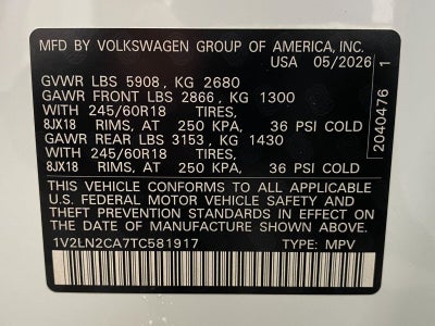 2026 Volkswagen Atlas 2.0T SE 4MOTION