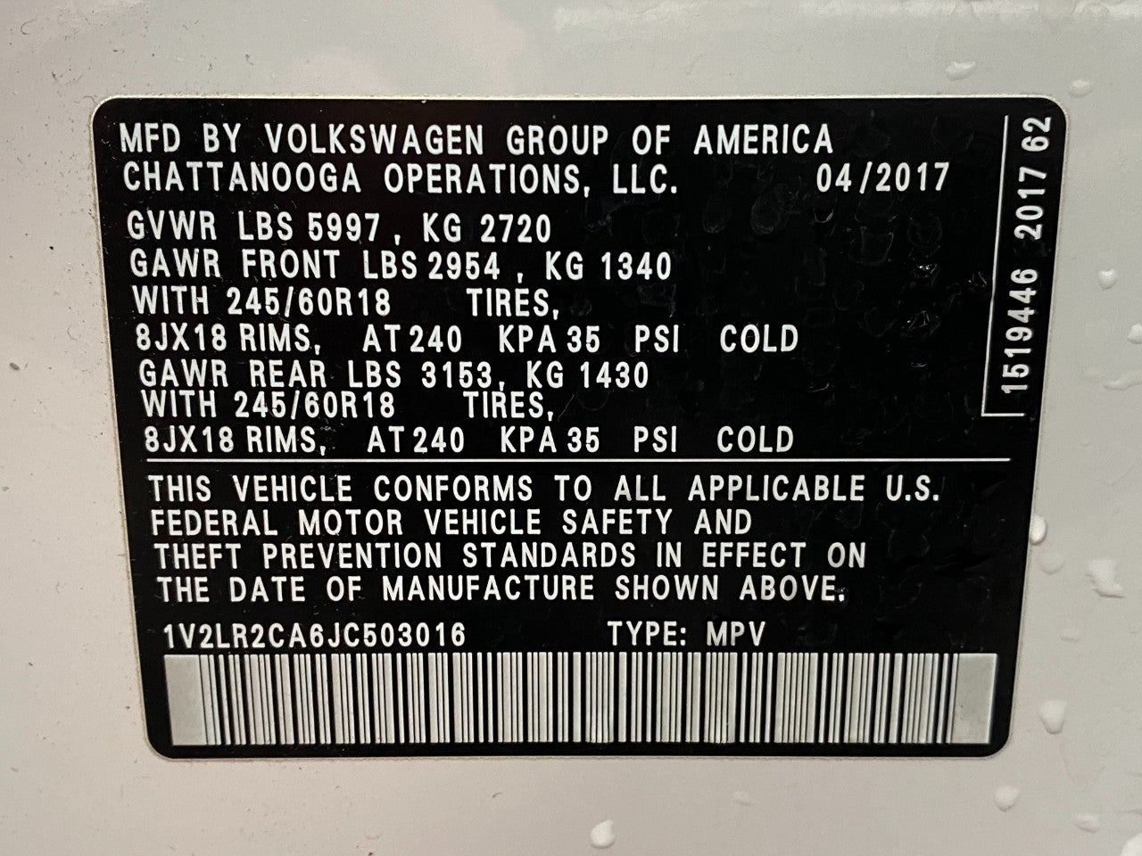 2018 Volkswagen Atlas 3.6L V6 SE w/Technology 4MOTION