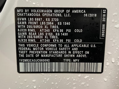 2018 Volkswagen Atlas 3.6L V6 SEL Premium 4MOTION