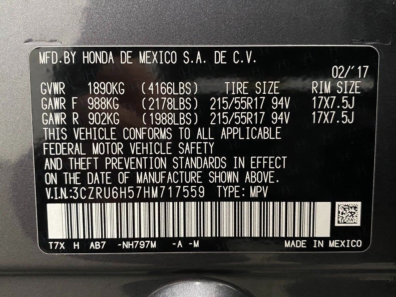 2017 Honda HR-V EX AWD CVT