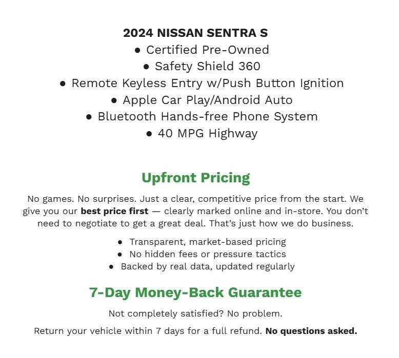 2024 Nissan Sentra S CVT