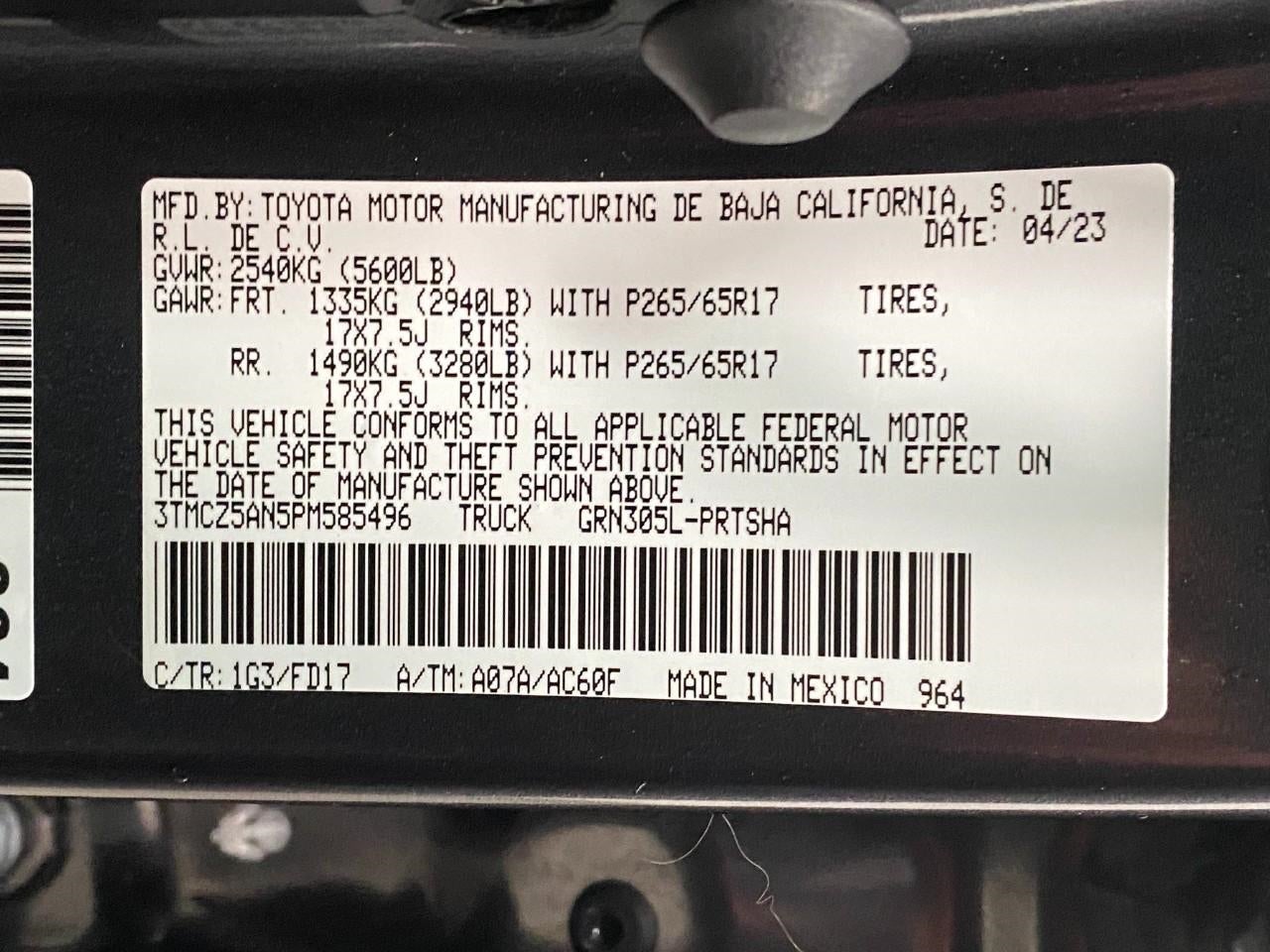 2023 Toyota Tacoma 4WD TRD Sport Double Cab 5' Bed V6 AT