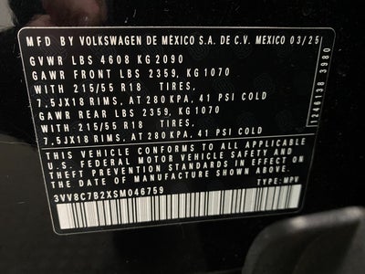 2025 Volkswagen Taos S 4MOTION