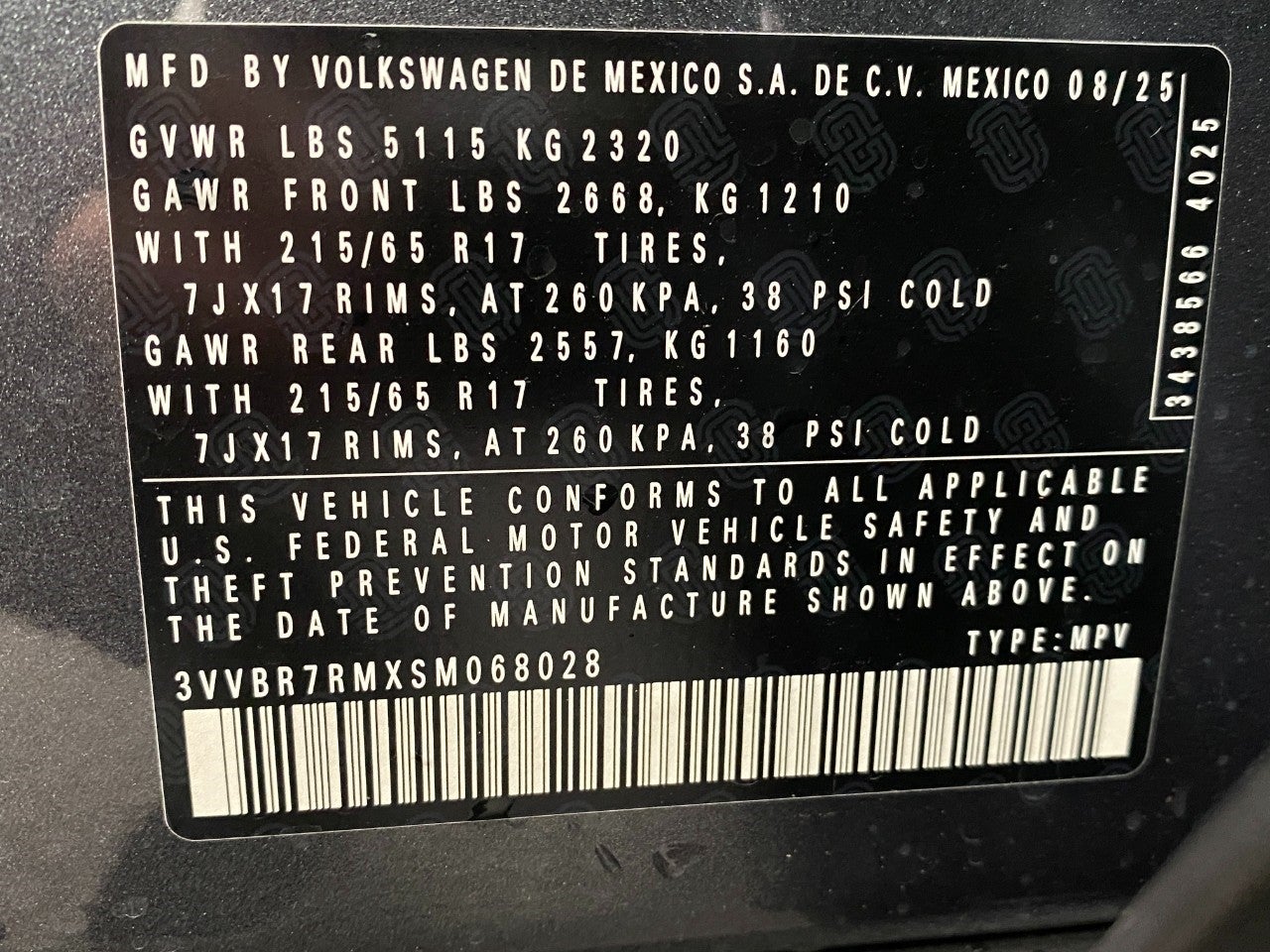 2025 Volkswagen Tiguan 2.0T S 4MOTION