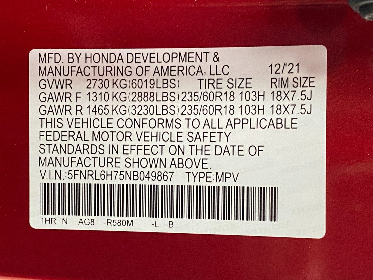 2022 Honda Odyssey EX-L Auto