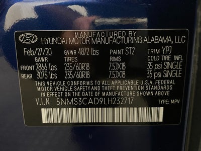 2020 Hyundai SANTA FE SEL 2.4L Auto AWD