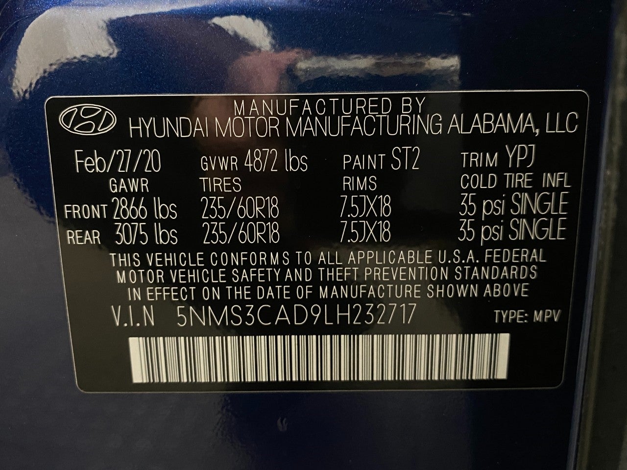 2020 Hyundai SANTA FE SEL 2.4L Auto AWD