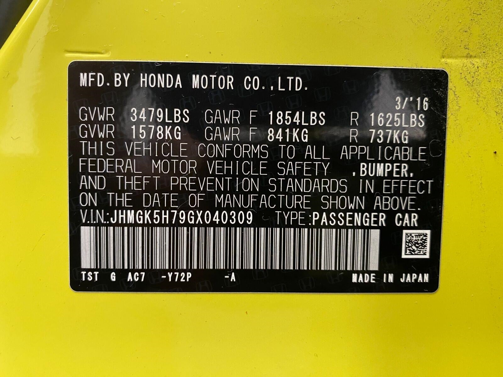 2016 Honda Fit 5dr HB CVT EX