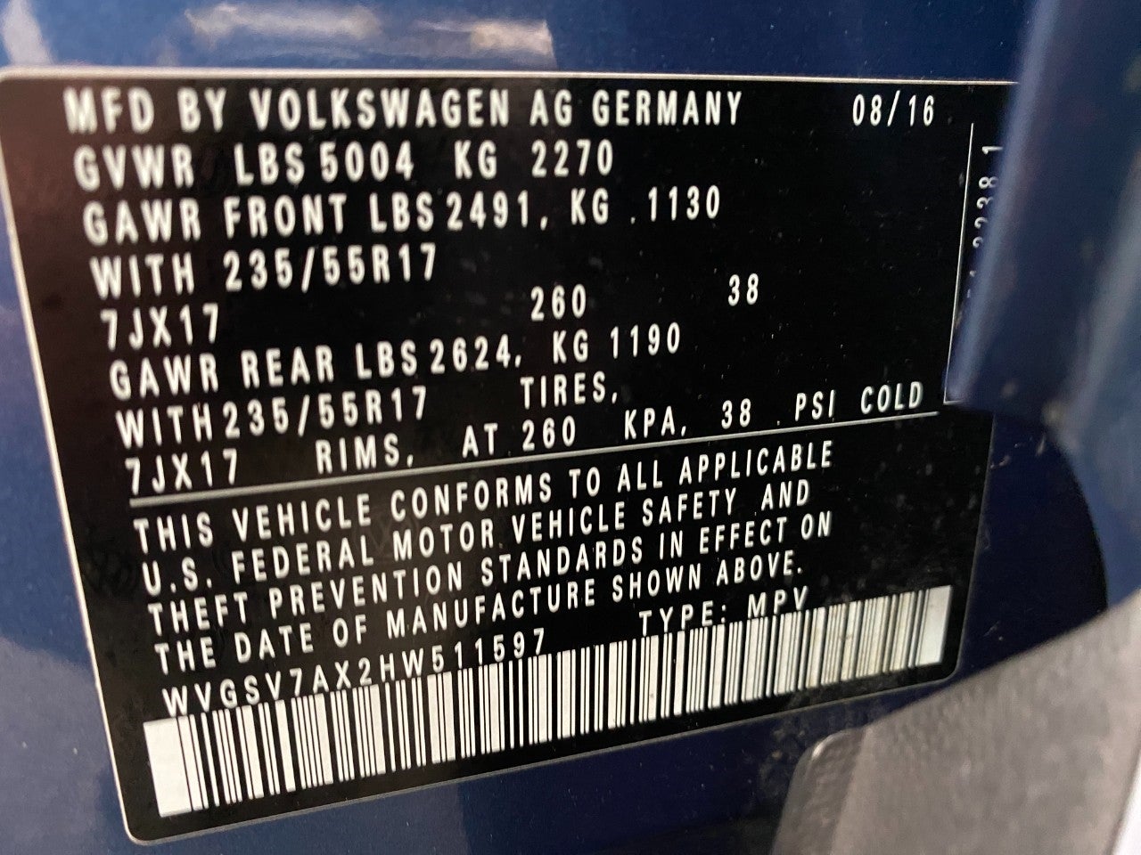 2017 Volkswagen Tiguan 2.0T Wolfsburg Edition 4MOTION